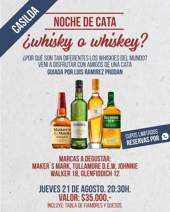 Noche de cata de whisky